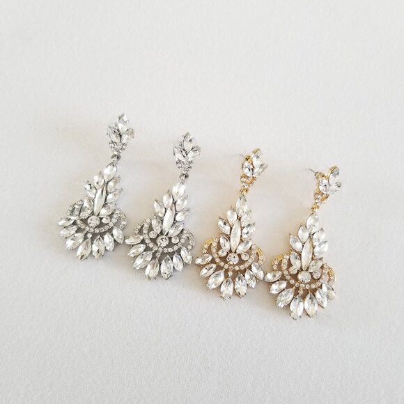 Brand New Large Crystal Chandelier Earrings, Gold or Silver Options - Picture 11 of 16
